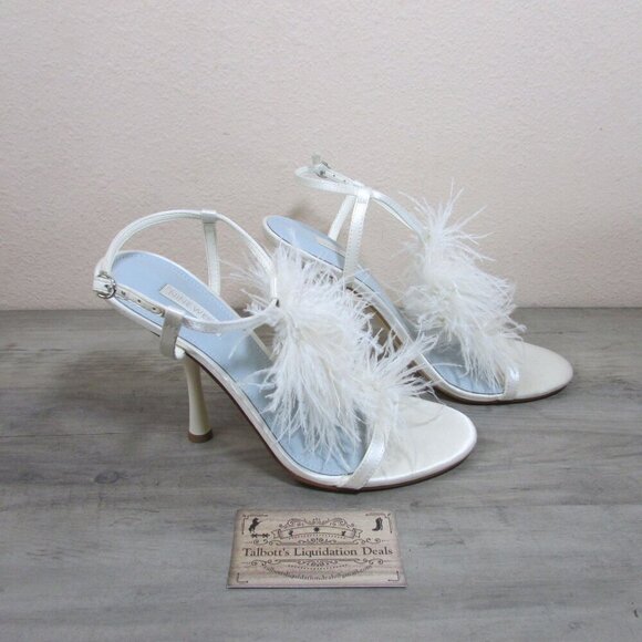 Nine West Women\'s 10 Millions Bridal Ankle Strap Heeled Dress Sandals Ivory  Sati